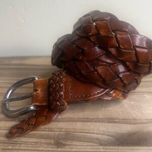 J Crew leather braided belt 34 brown Mens Unisex